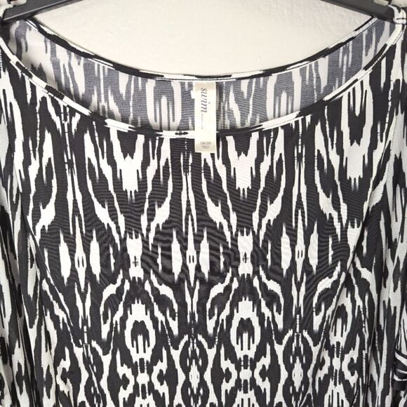 Cacique Swim Lane Bryant black & white tie dye Ikat sheer coverup tunic 2X 18/20 - Picture 3 of 6